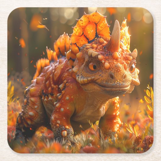 恐竜 スクエアペーパーコースター (正面)