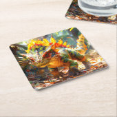 恐竜 スクエアペーパーコースター (アングル)