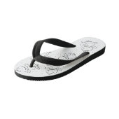 恐竜 – スケッチ動物 – 白黒 キッズビーチサンダル (アングル)