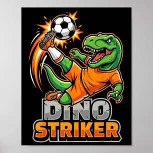 恐竜 ストライカー ティラノサウルス サッカー キック 面白い 恐竜 スポーツ ポスター