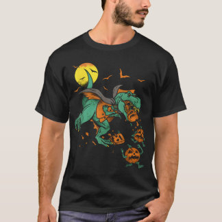 恐竜 ティラノサウルス お化け ハロウィン 少年 かぼちゃ マッチング Tシャツ