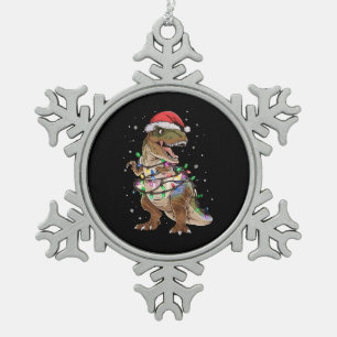 恐竜 ティラノサウルス ツリー クリスマスセーター クリスマス ダイノ スノーフレークピューターオーナメント