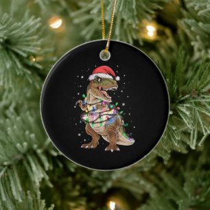 恐竜 ティラノサウルス ツリー クリスマスセーター クリスマス ディノ セラミックオーナメント