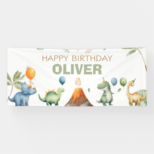 恐竜 ティラノサウルス 男の子 お誕生日おめでとう 横断幕 (横)
