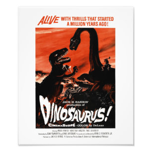 恐竜、ディーノのSaurusのヴィンテージのレトロの映画館 フォトプリント
