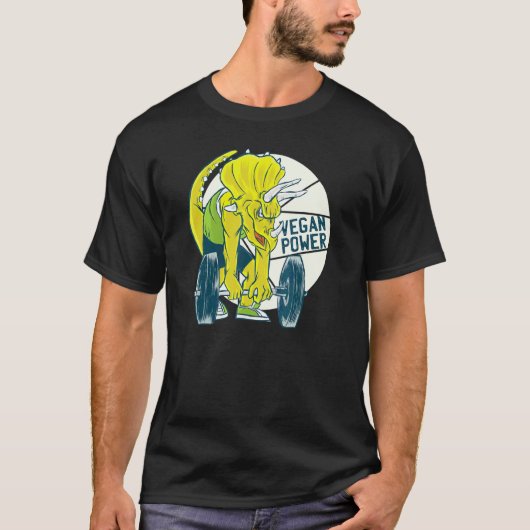 恐竜 トリケラトプス ワークアウト ジム 野菜 ベジタリアン Tシャツ (正面)