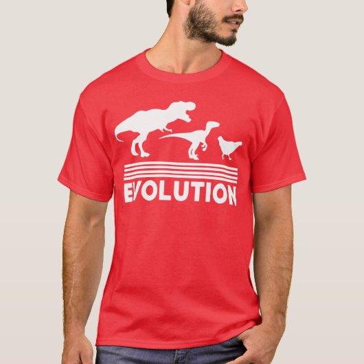 恐竜 ニワトリ 進化 おもしろ ヴィンテージ レトロ 70年代 Tシャツ (正面)