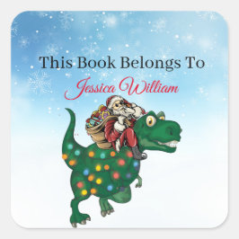 恐竜、パーソナライズされた蔵書票ラベル。 スクエアシール