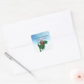 恐竜、パーソナライズされた蔵書票ラベル。 スクエアシール (封筒)