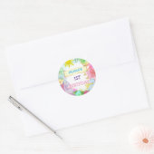 恐竜 フラワー ギターター 女の子 1歳 誕生日  ラウンドシール (封筒)