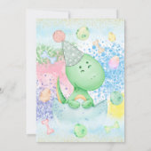 恐竜 フラワー グリッター ガール 2歳の誕生日 招待状 (裏面)