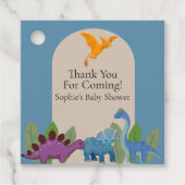 恐竜、プテロダクティル、足跡の赤ちゃんシャワー フェイバータグ (正面)