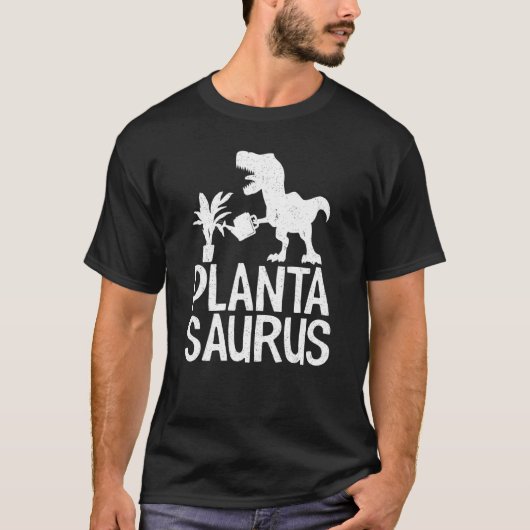 恐竜 プランタザウルス ガーデニング ガーデナー 母 プラン Tシャツ (正面)