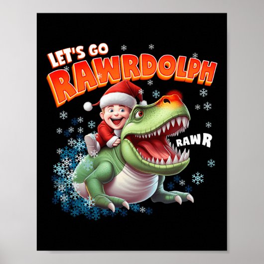 恐竜 メリークリスマス Tシャツ キッズ用 ポスター (正面)