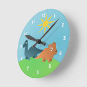 恐竜 ラウンド壁時計 (傾斜)
