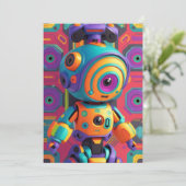 恐竜 ロボット ユニコーンのパーティー招待状 子供 招待状 (スタンド正面)