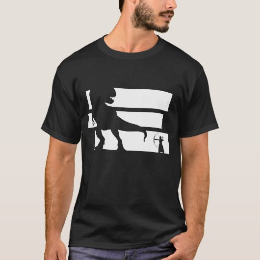 恐竜+弓狩り+ファンタジー+アーチェリー Tシャツ (正面)