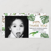 恐竜！恐竜の誕生日パーティーありがとう サンキューカード (正面/裏面)