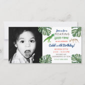 恐竜！恐竜の誕生日パーティー写真写真 サンキューカード (正面)