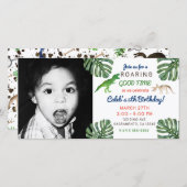 恐竜！恐竜の誕生日パーティー写真写真 サンキューカード (正面/裏面)