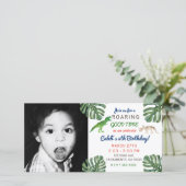 恐竜！恐竜の誕生日パーティー写真写真 サンキューカード (スタンド正面)