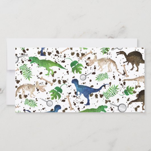 恐竜！恐竜の誕生日パーティー写真写真 サンキューカード (裏面)
