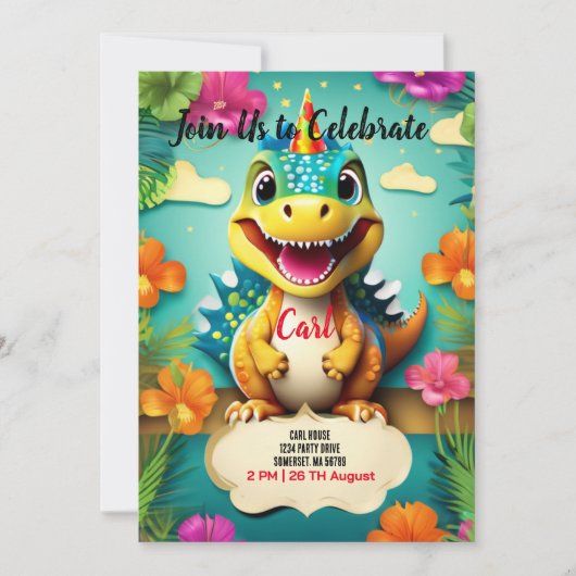 恐竜 招待状 (正面)