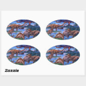 恐竜 楕円形シール (シート)