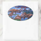 恐竜 楕円形シール (バッグ)