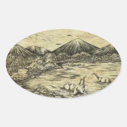 恐竜 楕円形シール (正面)