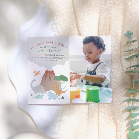 恐竜&火山ブラストボーイフォトバースデーパーティー ポストカード
