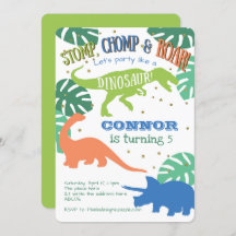 恐竜、男の子の誕生日パーティー、緑、青の誕生日
