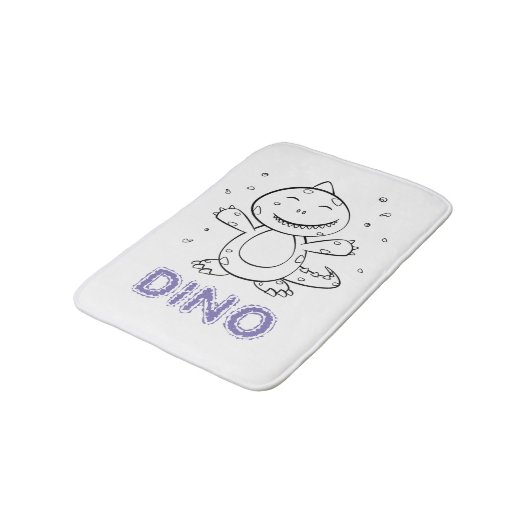 恐竜 – 白黒でスケッチされた芸術動物 バスマット (アングル)