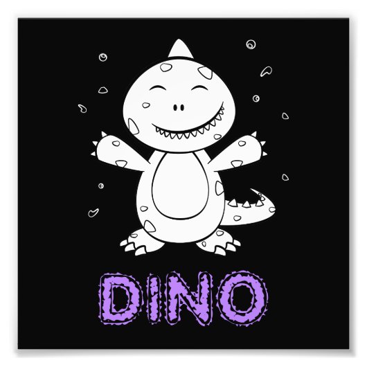 恐竜 – 白黒でスケッチされた芸術動物 フォトプリント            (正面)