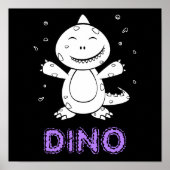 恐竜 – 白黒でスケッチされた芸術動物 ポスター (正面)