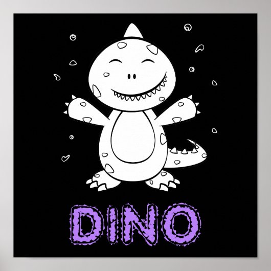 恐竜 – 白黒でスケッチされた芸術動物 ポスター (正面)