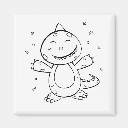 恐竜 – 白黒でスケッチされた芸術動物 マグネット (正面)