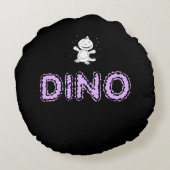 恐竜 – 白黒でスケッチされた芸術動物 ラウンドクッション (裏面)