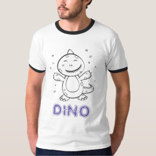 恐竜 – 白黒でスケッチされた芸術動物 Tシャツ