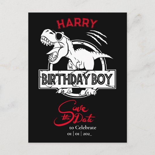 恐竜、誕生日おめでとう 誕生日の男の子 ポストカード (正面)