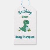 恐竜 赤ちゃん 男の子 シャワー 編集可能 すぐ生まれる ギフトタグ (正面)