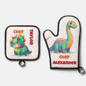 恐竜 鍋つかみ&鍋敷きセット (正面)