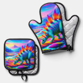 恐竜 鍋つかみ&鍋敷きセット (正面/裏面)