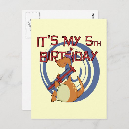 恐竜 5歳の誕生日Tシャツとプレゼント ポストカード (正面/裏面)