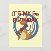 恐竜 5歳の誕生日Tシャツとプレゼント ポストカード (正面)