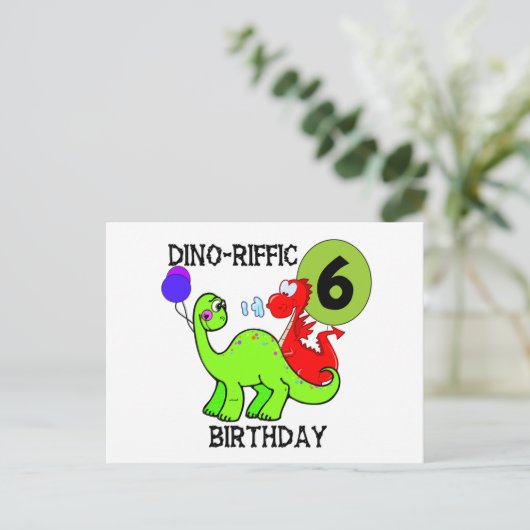 恐竜 6歳の誕生日Tシャツとプレゼント ポストカード (スタンド正面)