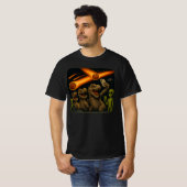 恐竜 T-Rex & エイリアン UFO 自撮り | Tシャツ (正面フル)