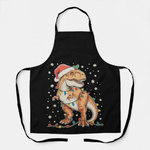 恐竜+T+Rex+クリスマス+恐竜+イルミネーション+休日 エプロン