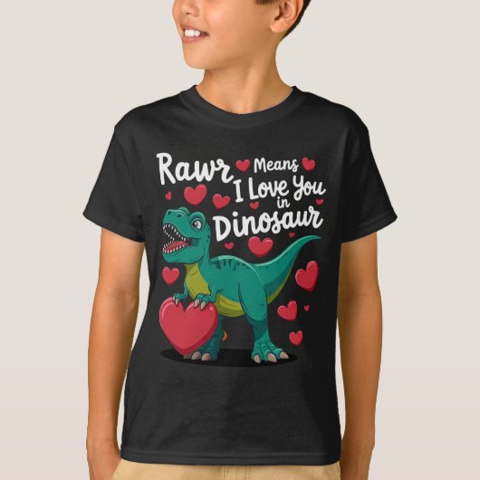 恐竜+T+Rex+バレンタインにRawrは愛してるって意味 Tシャツ (正面)