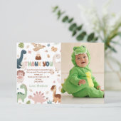 恐竜 T-Rex 男の子 誕生日 写真 サンクス カード (スタンド正面)